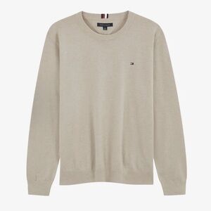 Men’s Tommy Hilfiger Beige Long Sleeve Syracuse V Neck 100% Cotton Sweater Large